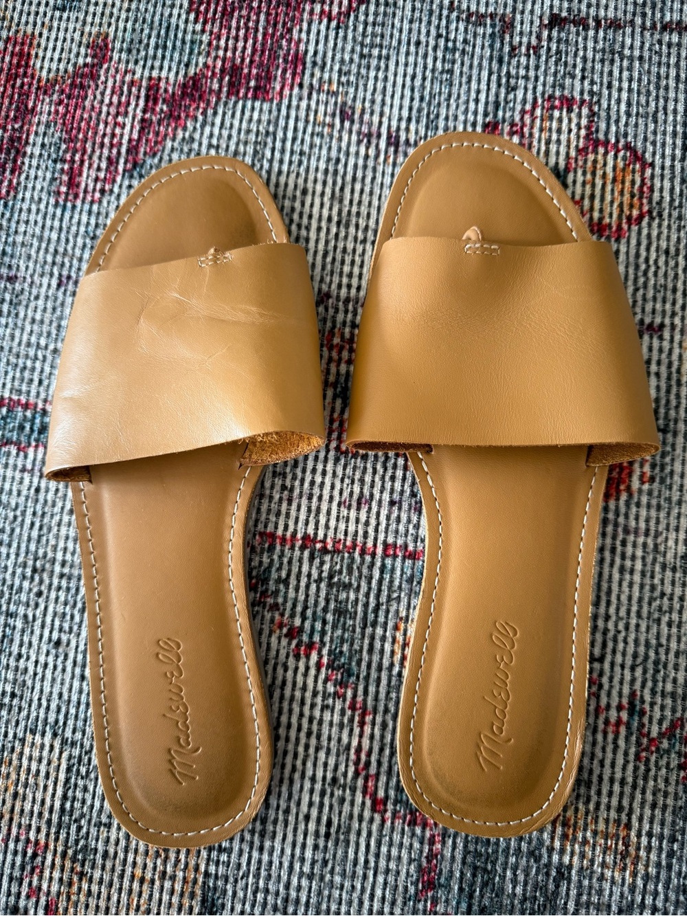 Madewell Cognac Leather Slide Sandals